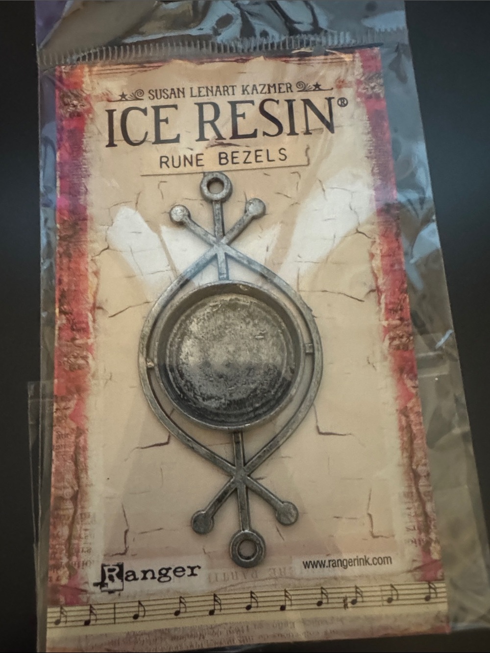 ICE RESIN Rune Bezel Pendant - Silver Metal Accent